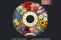 Floral Zodiac Wreaths Clipart Astrology Flower Graphics Product Image 3