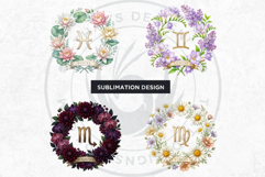 Floral Zodiac Wreaths Clipart Astrology Flower Graphics Product Image 5