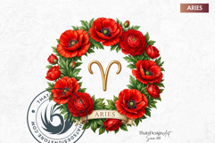 Floral Zodiac Wreaths Clipart Astrology Flower Graphics Product Image 6