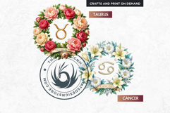 Floral Zodiac Wreaths Clipart Astrology Flower Graphics Product Image 9