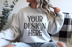 Heather gray Gildan 18000 Sweatshirt mockup Product Image 1