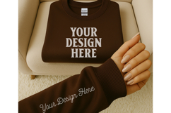 Gildan 18000 Espresso Sleeve Sweatshirt Mockup | Cozy Crewne Product Image 1