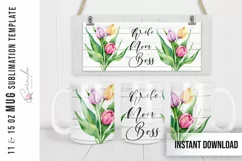 Mothers Day Mug Sublimation, Mug for Mom with Tulips Product Image 1