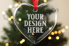 Christmas Heart Crystal Glass Ornaments Mockups Product Image 1