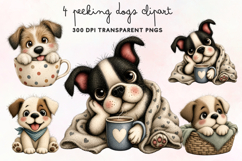 Peeking Dogs Clipart PNG Product Image 1
