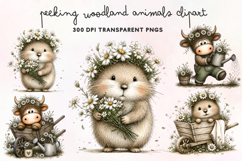 Peeking Woodland Animals Clipart PNG Product Image 1