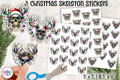 Funny Christmas Skeleton Stickers | Santa Skull Clipart Product Image 1