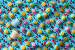Colourful Macarons and Berries Seamless Patterns, Summer PNG Product Image 3