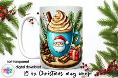 Christmas Coffee Mug Wrap, Santa Claus Caramel Latte Print Product Image 1