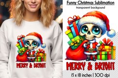 Funny Christmas Sublimation Bundle, Skeleton Santa PNG Product Image 19