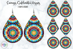 Boho Mandala Earrings Sublimation, Tie Dye Effect Design Product Image 1