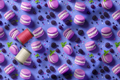 Colourful Macarons and Berries Seamless Patterns, Summer PNG Product Image 5