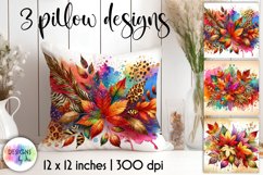 Autumn Decorative Pillows, Golden Autumn Leaves Na Pumpkins Product Image 1