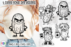 Funny Pickle SVG Designs, Cute &amp; Grumpy Pickle Characters Product Image 1