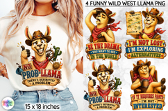 Funny Wild West Llama Sublimation, Sarcastic Llama Lover PNG Product Image 1