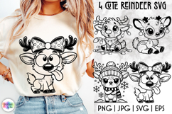 Funny Reindeer SVG, Cute Christmas Reindeer Clipart Product Image 1