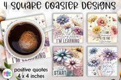 Spring Floral Coaster Sublimation, Positive Quotes Coasters Product Image 1