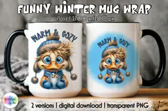 Cute Winter Animals Mag Wrap, Hot Cocoa Mug Wrap PNG Product Image 1