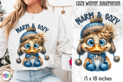 Cute Winter Animal Sublimation, Hot Cocoa Quote PNG, Cozy Product Image 1