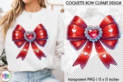 Valentines Pink Coquette Bow Clipart | Pink Bow with Hearts Product Image 1