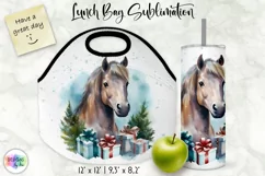 Watercolour Horse Lunch Bag Print | Christmas Lunch Bag Product Image 1