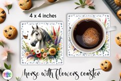 Watercolour Horse Coaster, Horse with Flowers Coaster Print Product Image 1