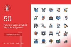 50 Future of Work &amp; Hybrid Workplace Systems Icons Product Image 1