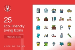 Eco-Friendly Living Filled Line Icons Product Image 1
