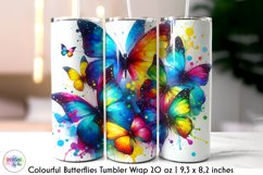 Watercolour Butterflies Tumbler Wrap, Colourful Butterflies Product Image 1