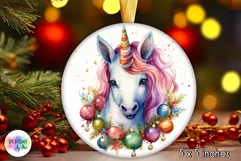 Watercolour Unicorn Christmas Ornament | Christmas Gift Tag Product Image 1
