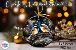 Chickadee Birds Ornament Print | Alcohol Ink Golden Ornament Product Image 1