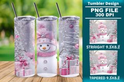 Pink Christmas snowman 20oz tumbler wrap design Product Image 1
