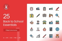 Back to School Essentials Filled Line Icons Product Image 1