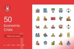 Economic Crisis Filled Line Icons Product Image 1