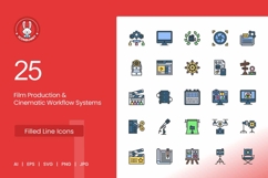 Film Production &amp; Cinematic Workflow Systems Icons Product Image 1