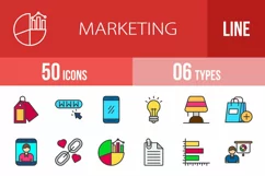 50 Marketing Filled Line Icons Product Image 1