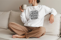 Women Cozy Sweatshirt Mockup PSD JPG Product Image 1