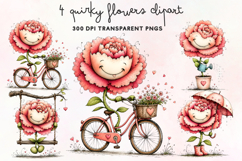 Quirky Flowers Clipart PNG Product Image 1