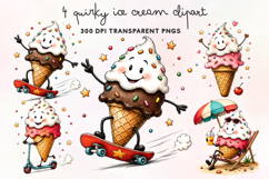 Quirky Ice Cream Clipart PNG Product Image 1
