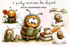 Quirky Summer Bee Clipart PNG Product Image 1