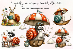 Quirky Summer Snail Clipart PNG Product Image 1