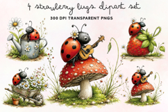Strawberry Bugs Clipart PNG Product Image 1