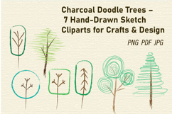 Charcoal Doodle Trees 7 Hand-Drawn Sketch Cliparts Product Image 1