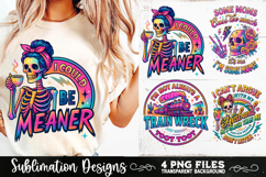 Funny Skeletons Sarcastic Retro PNG Sublimation Product Image 1