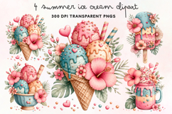 Summer Ice Cream Clipart PNG Product Image 1