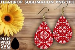 Crimson Glitter Teardrop Earrings PNG Product Image 1