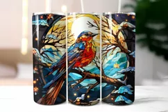 Stained Glass Christmas Birds Tumbler Wrap | Christmas Birds Product Image 2