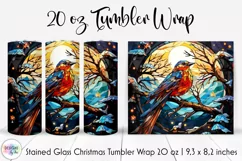 Stained Glass Christmas Birds Tumbler Wrap | Christmas Birds Product Image 1