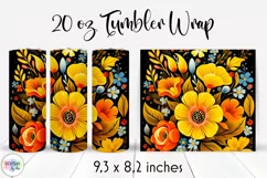 Folk Flowers Tumbler Wrap Sublimation 20 oz Product Image 1