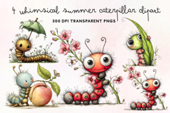 Whimsical Summer Caterpillar Clipart PNG Product Image 1